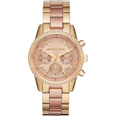 Michael Kors MK6475 Ritz Zweifarbig 37mm Damen Chronograph Uhr Weiß- und Roségold Einheitsgröße Michael Kors MK6475 Ritz Zweifarbig 37mm Damen Chronograph Uhr Weiß- und Roségold Einheitsgröße