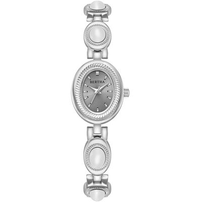 Bertha Rosalie Jade Stein Armbanduhr Silber Einheitsgröße Bertha Rosalie Jade Stein Armbanduhr Silber Einheitsgröße