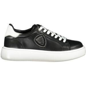 Blauer Niedrigschuh-Leder-Sneaker Schwarz EU 38 Blauer Niedrigschuh-Leder-Sneaker Schwarz EU 38