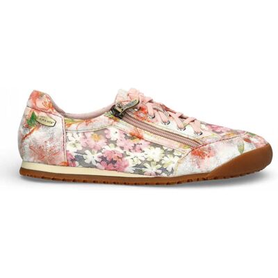 Laura Vita Damen-Sneaker Tivanao-05 aus rosafarbenem Leder mit Blumenmuster und Reißverschluss Rosa US 39 Laura Vita Damen-Sneaker Tivanao-05 aus rosafarbenem Leder mit Blumenmuster und Reißverschluss Rosa US 39