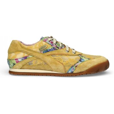 Laura Vita Damen-Sneaker Tivanao-05 aus gelbem Leder mit Blumenmuster Gelb EU41 Laura Vita Damen-Sneaker Tivanao-05 aus gelbem Leder mit Blumenmuster Gelb EU41