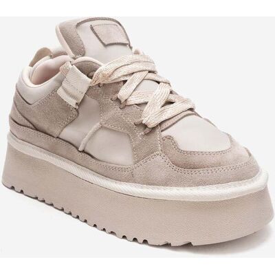 Forever & Always Riven Leder Plateau Turnschuh Damen Beige US 39 Forever & Always Riven Leder Plateau Turnschuh Damen Beige US 39