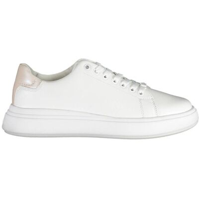 Calvin Klein Damen Leder Plattform Sneakers - Weiß - Größe 8 Calvin Klein Damen Leder Plattform Sneakers - Weiß - Größe 8
