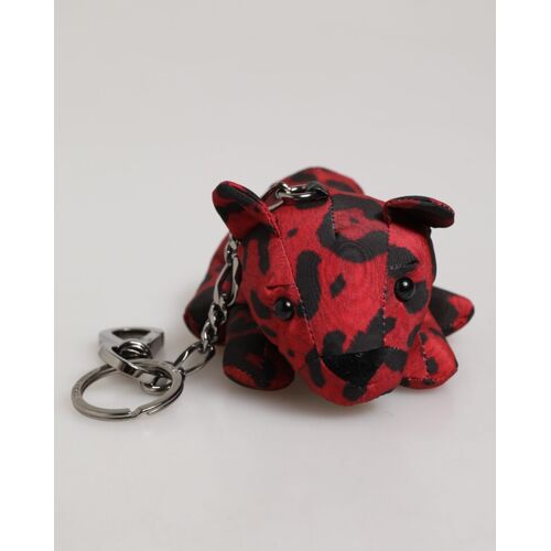 Dolce & Gabbana Rot Schwarz Polyester Tier Silhouette Tasche Schlüsselanhänger Schlüsselring Schwarz Rot Einheitsgröße