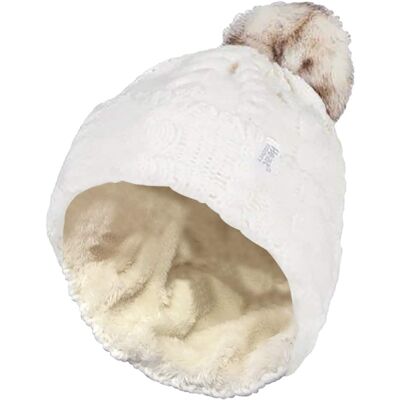 Heat Holders Wärmehalter - Damen Strickfleece gefütterte Thermo-Bommelmütze mit Pom Pom Creme Einheitsgröße Heat Holders Wärmehalter - Damen Strickfleece gefütterte Thermo-Bommelmütze mit Pom Pom Creme Einheitsgröße