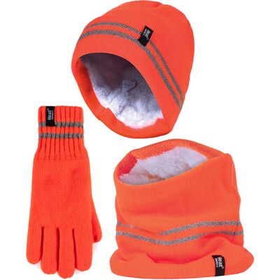 Heat Holders Hi Vis Mütze, Halswärmer & Handschuhe Set Wärmehalter Reflektierende Arbeitskleidung Set für extrem kaltes Wetter - Orange Orange L/XL Heat Holders Hi Vis Mütze, Halswärmer & Handschuhe Set Wärmehalter Reflektierende Arbeitskleidung Set für extrem kaltes Wetter - Orange Orange L/XL