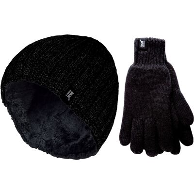 Heat Holders Herren Thermomütze & Handschuh Set für den Winter Wärmespeicher Fleece gefüttert - Schwarz Schwarz M/L Heat Holders Herren Thermomütze & Handschuh Set für den Winter Wärmespeicher Fleece gefüttert - Schwarz Schwarz M/L