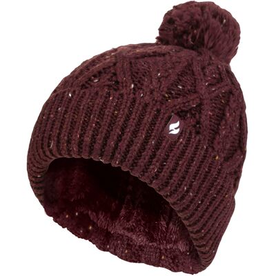 Heat Holders Damen Pom Pom Bommelmütze Wärmehalter Modische Chunky Warm Cable Knit Beanie mit Heatweaver Fleece Innenfutter Salzburg Style - Wein Rot Einheitsgröße Heat Holders Damen Pom Pom Bommelmütze Wärmehalter Modische Chunky Warm Cable Knit Beanie mit Heatweaver Fleece Innenfutter Salzburg Style - Wein Rot Einheitsgröße