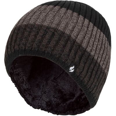 Heat Holders Herren Fleece gefüttert gestreifte Wintermütze Wärmehalter hohe Leistung weich isoliert Thermomütze - schwarz Schwarz Einheitsgröße Heat Holders Herren Fleece gefüttert gestreifte Wintermütze Wärmehalter hohe Leistung weich isoliert Thermomütze - schwarz Schwarz Einheitsgröße