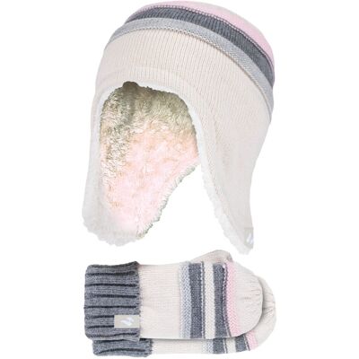 Heat Holders Wärmehalter - Mädchen Winter Warm Pom Pom Bobble Beanie Mütze und Handschuhe Set - Buttercream Creme 4-6A / 104-116cm Heat Holders Wärmehalter - Mädchen Winter Warm Pom Pom Bobble Beanie Mütze und Handschuhe Set - Buttercream Creme 4-6A / 104-116cm
