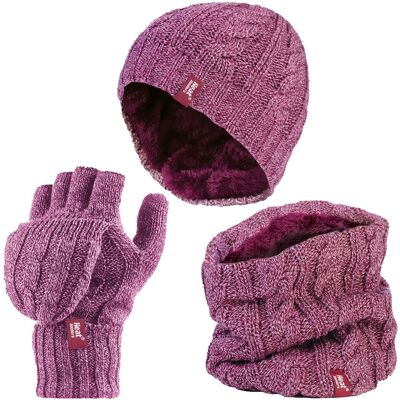 Heat Holders - Womens Thermal Winter Fleece Mütze, Halswärmer und Konverter Handschuhe Set - Rose Rosa Einheitsgröße Heat Holders - Womens Thermal Winter Fleece Mütze, Halswärmer und Konverter Handschuhe Set - Rose Rosa Einheitsgröße