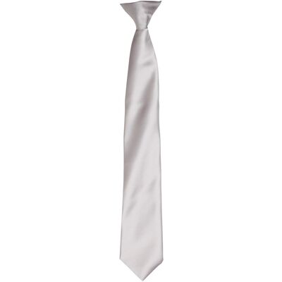 Premier Colours Herren Satin Clip Krawatte (Silber Grau) Grau Einheitsgröße Premier Colours Herren Satin Clip Krawatte (Silber Grau) Grau Einheitsgröße