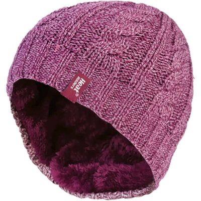 Heat Holders Thermische Fleece-gefütterte Damen-Wintermütze mit Zopfmuster Rose Einheitsgröße Heat Holders Thermische Fleece-gefütterte Damen-Wintermütze mit Zopfmuster Rose Einheitsgröße