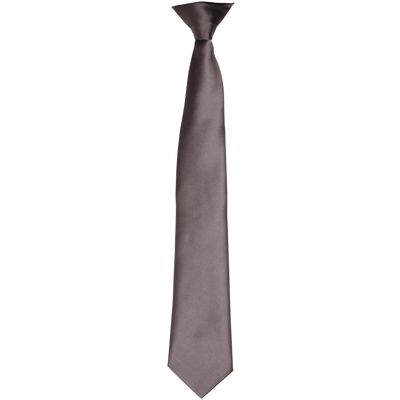 Premier Colours Herren Satin-Clip-Krawatte (Dunkelgrau) Grau Einheitsgröße Premier Colours Herren Satin-Clip-Krawatte (Dunkelgrau) Grau Einheitsgröße