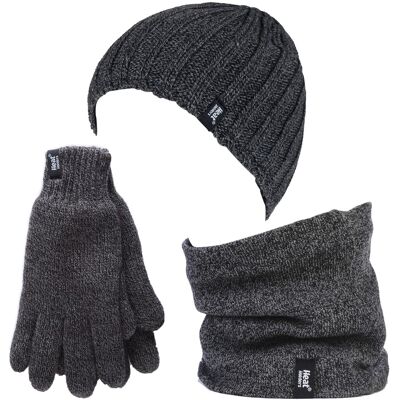 Heat Holders - Thermische Wintermütze, Halswärmer und Handschuhe aus Fleece für Männer - Grau Grau S/M Heat Holders - Thermische Wintermütze, Halswärmer und Handschuhe aus Fleece für Männer - Grau Grau S/M