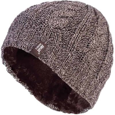 Heat Holders Thermische Fleece-gefütterte Damen-Wintermütze mit Zopfmuster Beige Einheitsgröße Heat Holders Thermische Fleece-gefütterte Damen-Wintermütze mit Zopfmuster Beige Einheitsgröße
