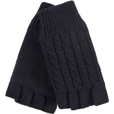 HEAT HOLDERS Damen Winter-Thermo-Fingerlose Handschuhe mit Zopfmuster Schwarz Einheitsgröße HEAT HOLDERS Damen Winter-Thermo-Fingerlose Handschuhe mit Zopfmuster Schwarz Einheitsgröße