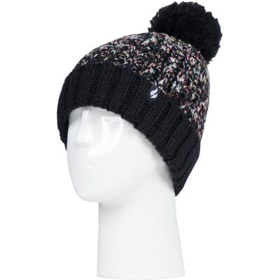 HEAT HOLDERS - Thermische Winterbommelmütze für Damen mit großem Pom Pom Schwarz Einheitsgröße HEAT HOLDERS - Thermische Winterbommelmütze für Damen mit großem Pom Pom Schwarz Einheitsgröße