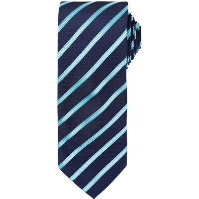 Premier Mens Sports Streifendesign Formal Work Krawatte (Marine/Türkis) Navy blau Einheitsgröße Premier Mens Sports Streifendesign Formal Work Krawatte (Marine/Türkis) Navy blau Einheitsgröße