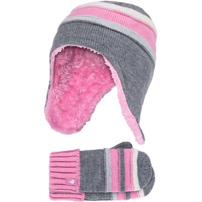 Heat Holders Wärmehalter - Mädchen Winter Warm Pom Pom Bobble Beanie Mütze und Handschuhe Set - Pebble Grey Grau 4-6A / 104-116cm Heat Holders Wärmehalter - Mädchen Winter Warm Pom Pom Bobble Beanie Mütze und Handschuhe Set - Pebble Grey Grau 4-6A / 104-116cm