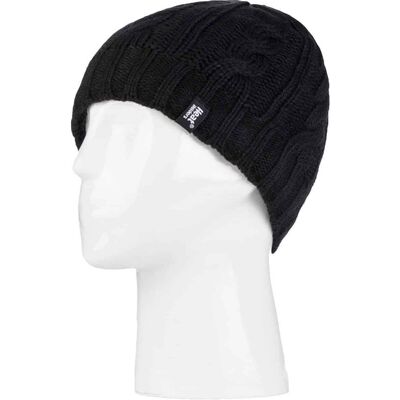 Heat Holders Thermische Fleece-gefütterte Damen-Wintermütze mit Zopfmuster Schwarz Einheitsgröße Heat Holders Thermische Fleece-gefütterte Damen-Wintermütze mit Zopfmuster Schwarz Einheitsgröße