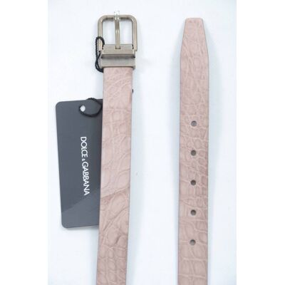 Dolce & Gabbana Ceinture en cuir à boucle dorée en peau exotique beige pour homme Beige 95cm Dolce & Gabbana Ceinture en cuir à boucle dorée en peau exotique beige pour homme Beige 95cm