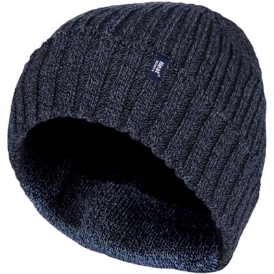 Heat Holders - Mens Ribbed Knit Fleece gefüttert isoliert warm Turn Over Cuff Thermal Winter Beanie Hat - Navy Marine Einheitsgröße Heat Holders - Mens Ribbed Knit Fleece gefüttert isoliert warm Turn Over Cuff Thermal Winter Beanie Hat - Navy Marine Einheitsgröße