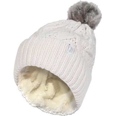 Heat Holders Ladies Ribbed Cuffed Pom Pom Bobble Beanie Mütze mit Fleece-Futter Creme Einheitsgröße Heat Holders Ladies Ribbed Cuffed Pom Pom Bobble Beanie Mütze mit Fleece-Futter Creme Einheitsgröße
