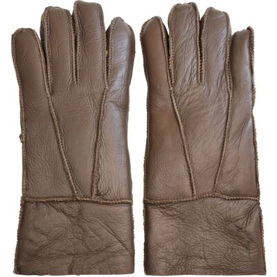 Infinity Leather Braune Unisex-Handschuhe aus Schaffell mit aufrollbarer Manschette Braun L Infinity Leather Braune Unisex-Handschuhe aus Schaffell mit aufrollbarer Manschette Braun L