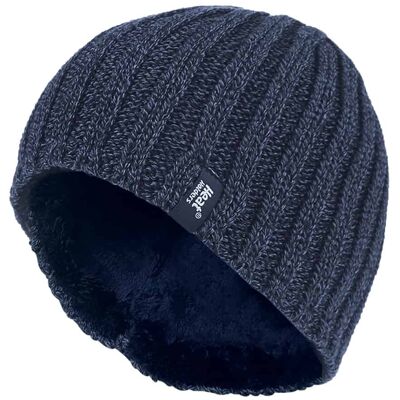Heat Holders - Herren Fleece gefütterte gerippte Wintermütze Marine Einheitsgröße Heat Holders - Herren Fleece gefütterte gerippte Wintermütze Marine Einheitsgröße