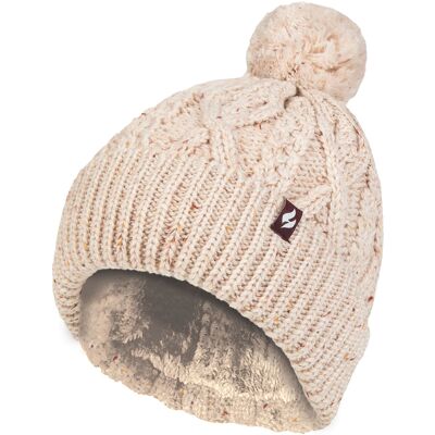 Heat Holders Damen Pom Pom Bommelmütze Wärmehalter Modische Chunky Warm Cable Knit Beanie mit Heatweaver Fleece Futter Salzburg Style - Natural Beige Einheitsgröße Heat Holders Damen Pom Pom Bommelmütze Wärmehalter Modische Chunky Warm Cable Knit Beanie mit Heatweaver Fleece Futter Salzburg Style - Natural Beige Einheitsgröße