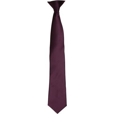 Premier Colours Herren Satin Clip Krawatte (Aubergine) Lila Einheitsgröße Premier Colours Herren Satin Clip Krawatte (Aubergine) Lila Einheitsgröße