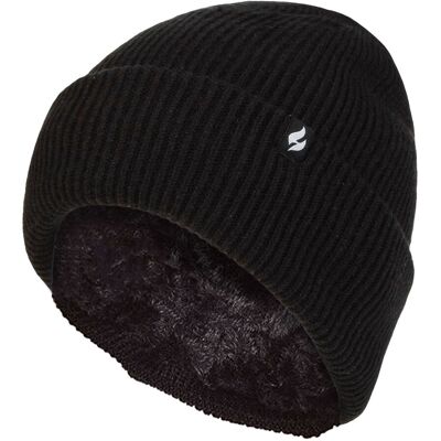 Heat Holders Damen Fleece gefütterte gerippte Überwurfmütze Wärmehalter Thermomütze für den Winter - Schwarz Schwarz Einheitsgröße Heat Holders Damen Fleece gefütterte gerippte Überwurfmütze Wärmehalter Thermomütze für den Winter - Schwarz Schwarz Einheitsgröße