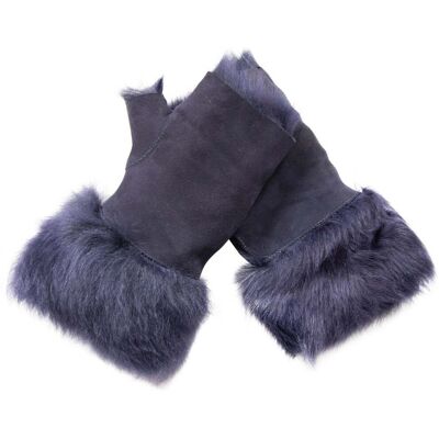 Infinity Leather Damen-Fäustlinge aus Lammfell, fingerlose Manschetten, Toscana-Wildleder, Schaffellfell Marine Einheitsgröße Infinity Leather Damen-Fäustlinge aus Lammfell, fingerlose Manschetten, Toscana-Wildleder, Schaffellfell Marine Einheitsgröße