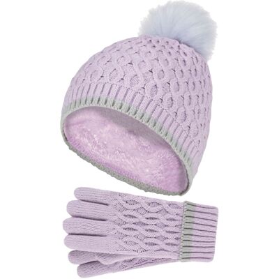 Heat Holders Wärmehalter - Thermoisolierte Pom Pom Bommelmütze und Handschuhe für Mädchen bunte Pastellfarben - Lavendel Frost Lila 7-10A / 122-140cm Heat Holders Wärmehalter - Thermoisolierte Pom Pom Bommelmütze und Handschuhe für Mädchen bunte Pastellfarben - Lavendel Frost Lila 7-10A / 122-140cm