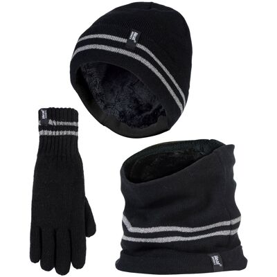 Heat Holders Hi Vis Mütze, Halswärmer & Handschuhe Set Wärmehalter Reflektierende Arbeitskleidung Set für extrem kaltes Wetter - Schwarz Schwarz S/M Heat Holders Hi Vis Mütze, Halswärmer & Handschuhe Set Wärmehalter Reflektierende Arbeitskleidung Set für extrem kaltes Wetter - Schwarz Schwarz S/M