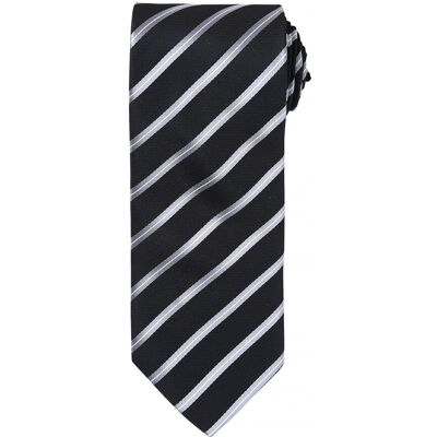 Premier Mens Sports Streifenmuster Formal Arbeit Krawatte (Schwarz / Silber) Schwarzes Silber Einheitsgröße Premier Mens Sports Streifenmuster Formal Arbeit Krawatte (Schwarz / Silber) Schwarzes Silber Einheitsgröße