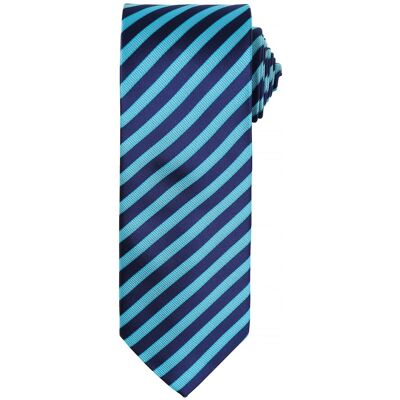 Premier Mens Double Stripe Pattern Formal Business Tie (Türkis/Marine) Türkis Einheitsgröße Premier Mens Double Stripe Pattern Formal Business Tie (Türkis/Marine) Türkis Einheitsgröße
