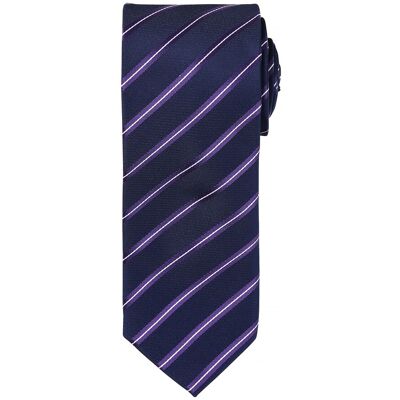 Premier Mens Sports Streifendesign Formal Work Krawatte (Navy/ Lila) Marine Einheitsgröße Premier Mens Sports Streifendesign Formal Work Krawatte (Navy/ Lila) Marine Einheitsgröße