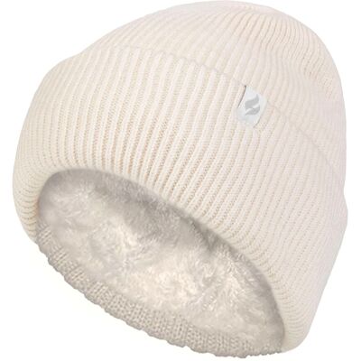 Heat Holders Damen Fleece gefütterte gerippte Überwurfmütze Wärmehalter Thermomütze für den Winter - Creme Creme Einheitsgröße Heat Holders Damen Fleece gefütterte gerippte Überwurfmütze Wärmehalter Thermomütze für den Winter - Creme Creme Einheitsgröße