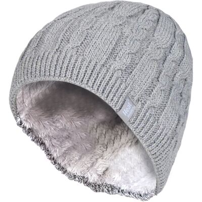 Heat Holders Damen gerippt Kabel stricken Fleece gefüttert Thermal gestrickt Beanie Hut Grau Einheitsgröße Heat Holders Damen gerippt Kabel stricken Fleece gefüttert Thermal gestrickt Beanie Hut Grau Einheitsgröße