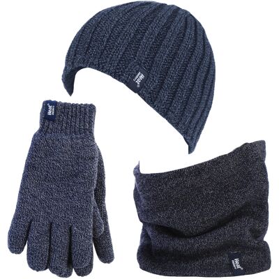Heat Holders - Thermische Wintermütze, Halswärmer und Handschuhe aus Fleece für Männer - Navy Marine L/XL Heat Holders - Thermische Wintermütze, Halswärmer und Handschuhe aus Fleece für Männer - Navy Marine L/XL