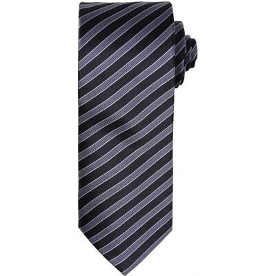 Premier Mens Double Stripe Pattern Formal Business Tie (Schwarz/Dunkelgrau) Schwarz Einheitsgröße Premier Mens Double Stripe Pattern Formal Business Tie (Schwarz/Dunkelgrau) Schwarz Einheitsgröße