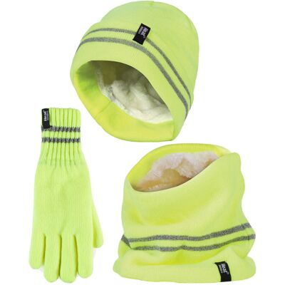 Heat Holders Hi Vis Mütze, Halswärmer & Handschuhe Set Wärmehalter Reflektierende Arbeitskleidung Set für extrem kaltes Wetter - Gelb Gelb S/M Heat Holders Hi Vis Mütze, Halswärmer & Handschuhe Set Wärmehalter Reflektierende Arbeitskleidung Set für extrem kaltes Wetter - Gelb Gelb S/M
