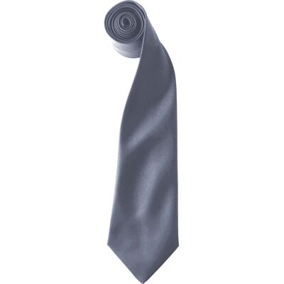 Premier Colours Satin-Clip-Krawatte für Herren (2er-Pack) (Stahl) Grau Einheitsgröße Premier Colours Satin-Clip-Krawatte für Herren (2er-Pack) (Stahl) Grau Einheitsgröße