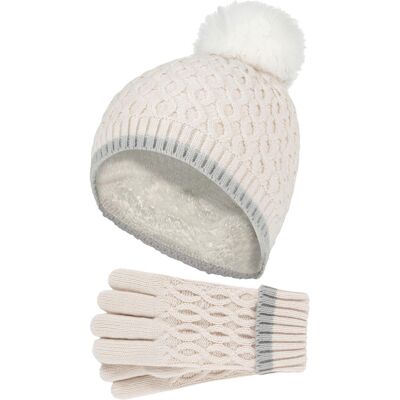 Heat Holders Wärmehalter - Thermoisolierte Pom Pom Bommelmütze und Handschuhe für Mädchen bunte Pastellfarben - Buttercreme Creme 7-10A / 122-140cm Heat Holders Wärmehalter - Thermoisolierte Pom Pom Bommelmütze und Handschuhe für Mädchen bunte Pastellfarben - Buttercreme Creme 7-10A / 122-140cm
