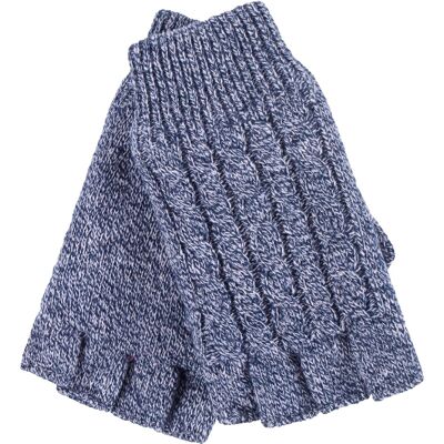 HEAT HOLDERS Damen Winter-Thermo-Fingerlose Handschuhe mit Zopfmuster Blau Einheitsgröße HEAT HOLDERS Damen Winter-Thermo-Fingerlose Handschuhe mit Zopfmuster Blau Einheitsgröße