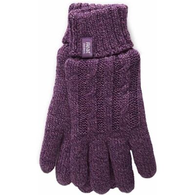 Heat Holders - Womens Cable Knit 2.3 tog Handschuhe für den Winter Lila XS/S Heat Holders - Womens Cable Knit 2.3 tog Handschuhe für den Winter Lila XS/S