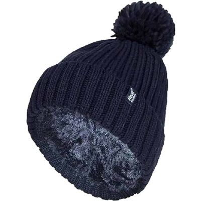 Heat Holders Ladies Ribbed Cuffed Thermal isoliert Winter Pom Pom Bommelmütze Marine Einheitsgröße Heat Holders Ladies Ribbed Cuffed Thermal isoliert Winter Pom Pom Bommelmütze Marine Einheitsgröße