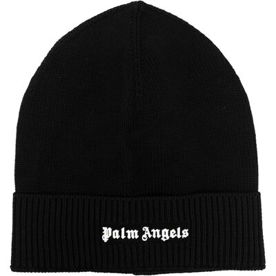 Schwarze Mutze mit klassischem Logo von Palm Angels Schwarz Einheitsgröße Schwarze Mutze mit klassischem Logo von Palm Angels Schwarz Einheitsgröße